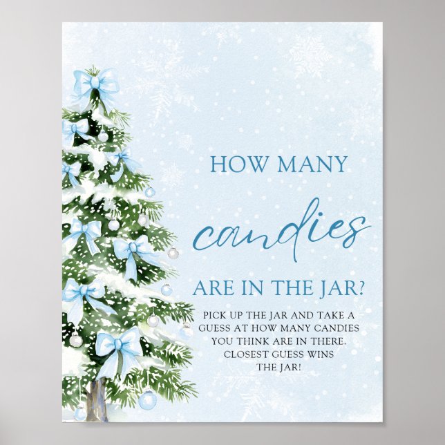 Bows Christmas Guess How Many Candies Baby Shower  Poster (Vorne)