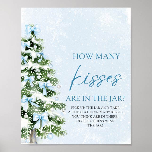 Bows Christmas Guess How Many Kisses Baby Shower  Poster (Vorne)
