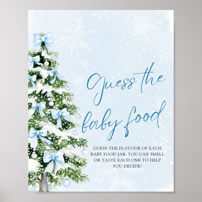 Bows Christmas Guess the Baby Food Baby Shower Poster (Vorne)