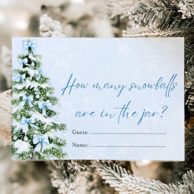 Bows Christmas How Many Snowballs Baby Shower Game Einladung (Bows Christmas How Many Snowballs Baby Shower Game )