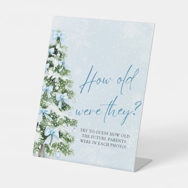 Bows Christmas How Old Were They Baby Shower Game Sockelschild (Vorderseite)