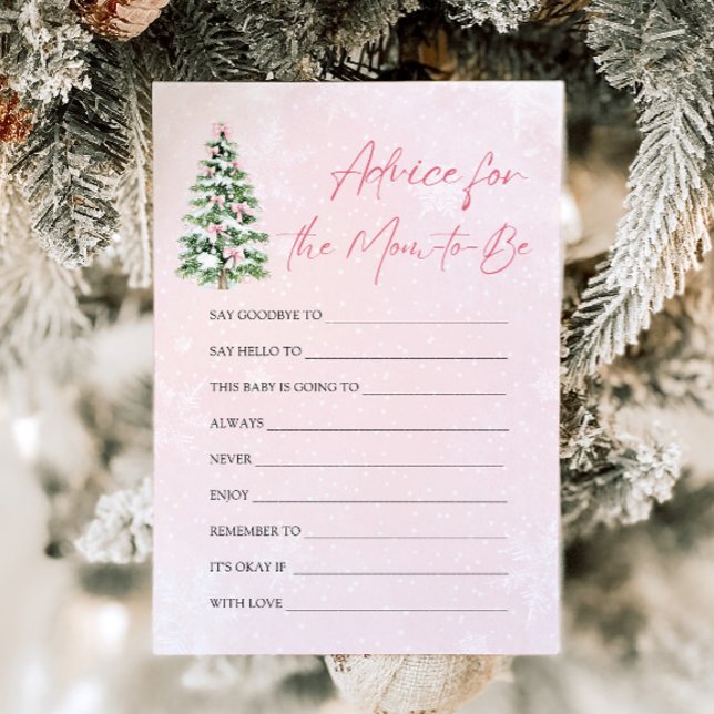 Bows Christmas Tree Advice für das zukünftige Spie Einladung (Pink Bows Christmas Tree Advice for the mom-to-be Game)
