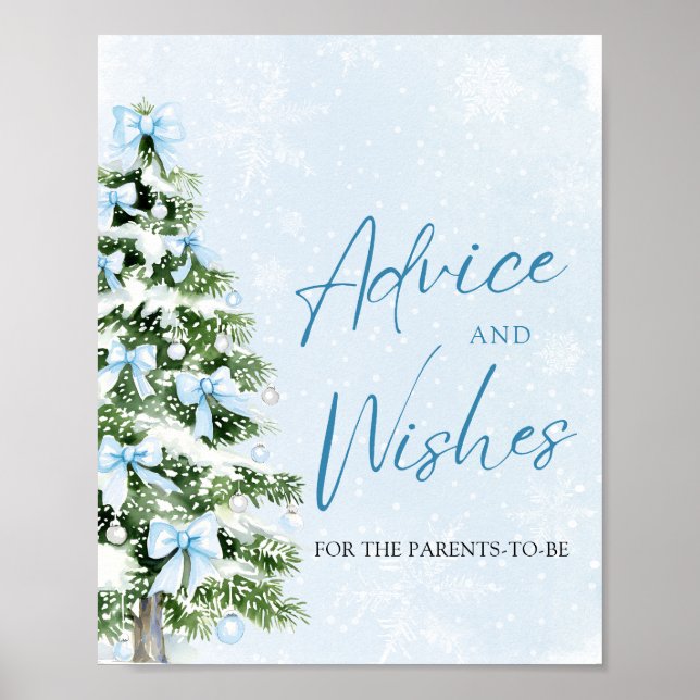 Bows Christmas Tree Baby Shower Advice and Wishes Poster (Vorne)
