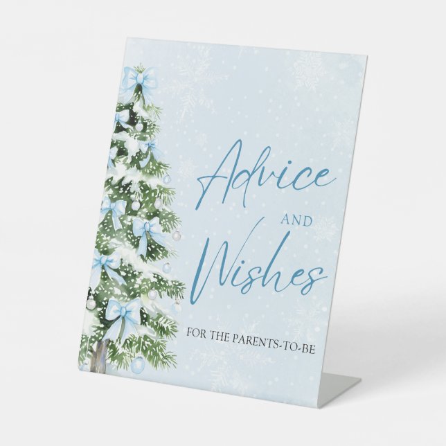 Bows Christmas Tree Baby Shower Advice and Wishes Sockelschild (Vorderseite)