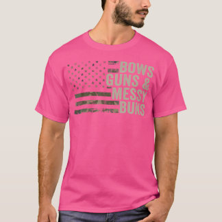 Bows Guns Messy Buns Funny Gun Bow Archery Camoufl T-Shirt