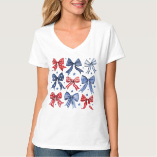 Bows mit rotem weißem und blauem Coquette T-Shirt