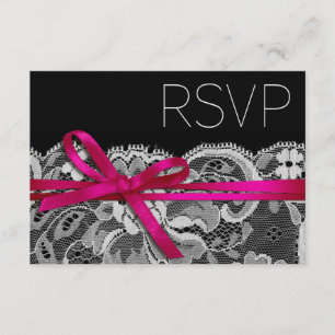 Bows Ribbon & Lace UAWG black fuschia RSVP Karte