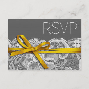 Bows Ribbon & Lace UAWG grau gelb RSVP Karte