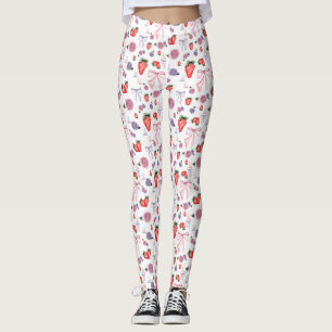 Bows, Rose und Erdbeeren Coquette-Muster Leggings