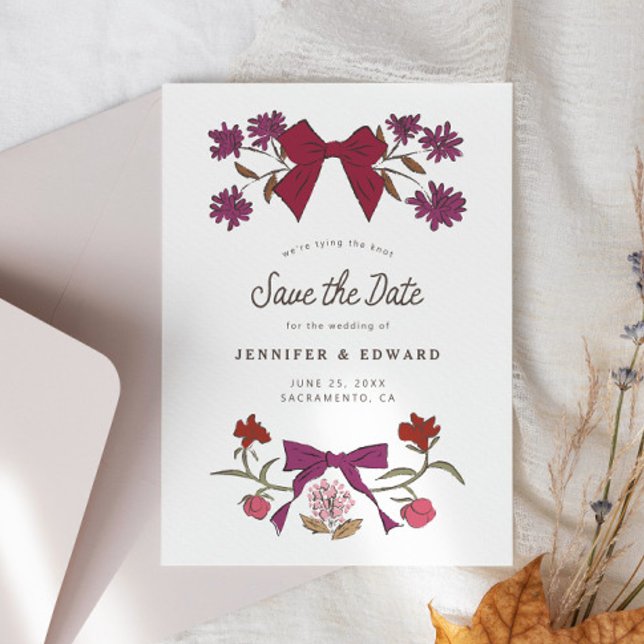 Bows und Blüten Magenta Save The Date (Von Creator hochgeladen)