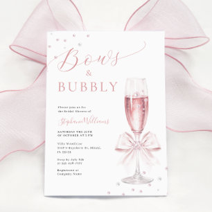 Bows und Bubbly Pink Bridal Dusche Einladung