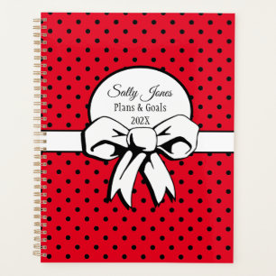 Bows und Polka Dots Hintage Vibe Red Personalisier Planer
