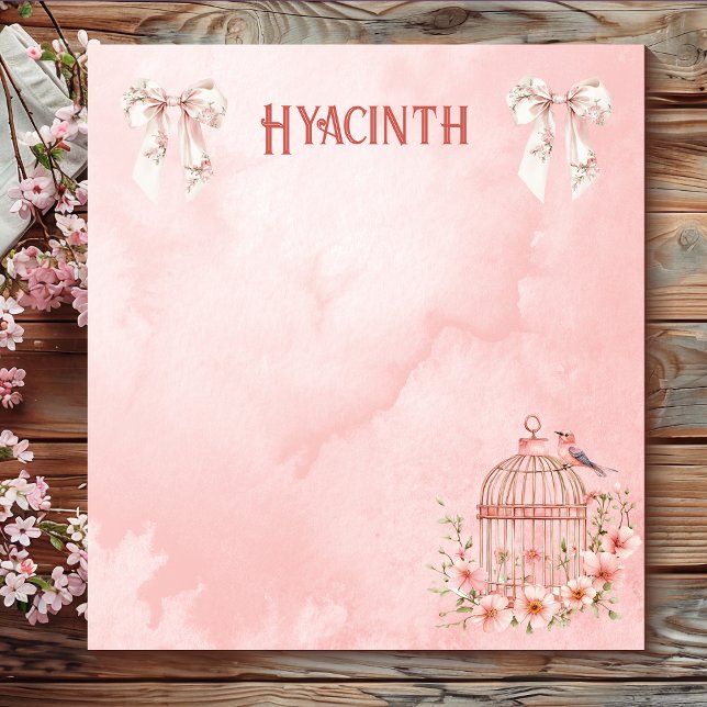 Bows und Vögel Rosa Coquette Kleiner Notepad Notizblock (Von Creator hochgeladen)