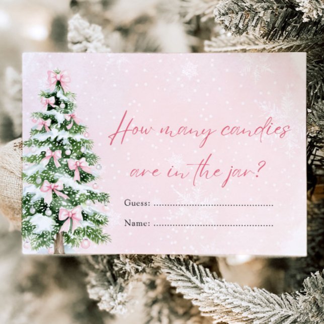 Bows Weihnachten Wie viele Candies Baby Duschspiel Einladung (Pink Bows Christmas How Many Candies Baby Shower Game)