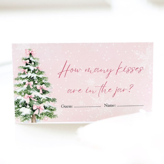 Bows Weihnachten Wie viele Kisses Baby Shower Game Begleitkarte (Pink Bows Christmas How Many Kisses Baby Shower Game)