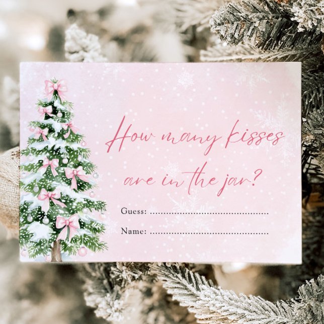 Bows Weihnachten Wie viele Kisses Baby Shower Game Einladung (Pink Bows Christmas How Many Kisses Baby Shower Game)