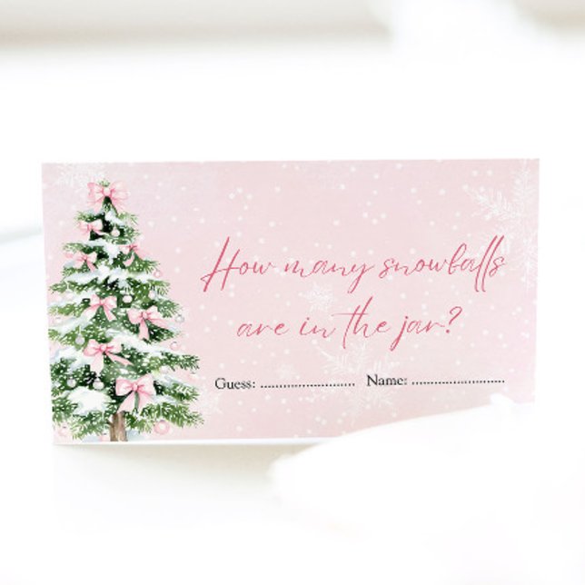 Bows Weihnachten Wie viele Snowballs Baby Duschspi Begleitkarte (Bows Christmas How Many Snowballs Baby Shower Game)