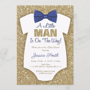 Bowtie Baby Shower Einladung Gold Glitzer