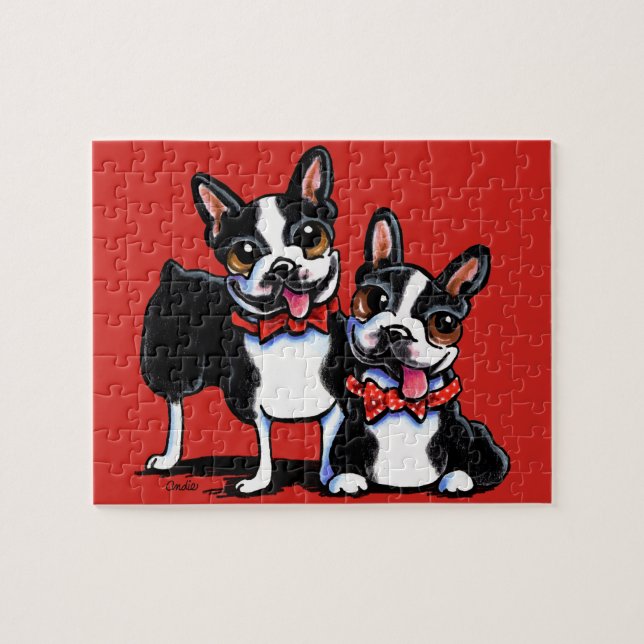 Bowtie Boston Terriers Off-Leash Art™ Puzzle (Horizontal)