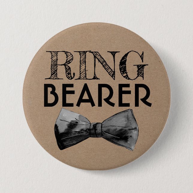 Bowtie Ring Bearer Ring Security Wedding Button (Vorderseite)