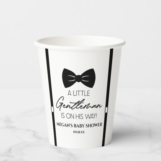 Bowtie Suspenders eine kleine Gentleman Babydusche Pappbecher (Vorderseite)