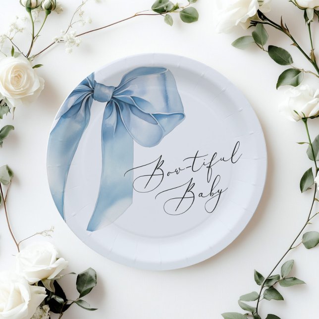 Bowtiful Baby Blue Bow Baby Dusche Pappteller (Von Creator hochgeladen)