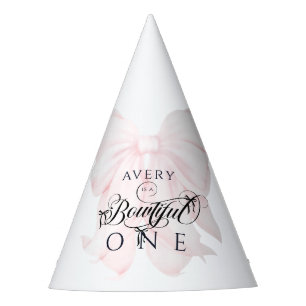 Bowtiful One 1st Birthday Pink Bow Girls Partyhütchen