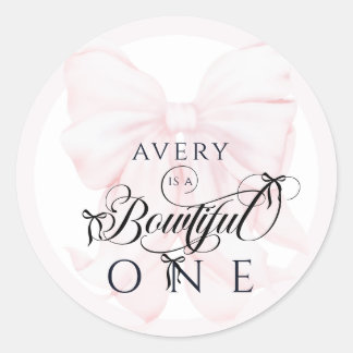 Bowtiful One 1st Birthday Pink Bow Girls Runder Aufkleber