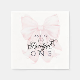 Bowtiful One 1st Birthday Pink Bow Girls Serviette