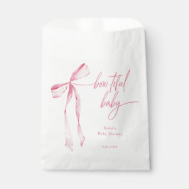 Bowtiful Wasserfarbe Rosa Babydusche Geschenktütchen