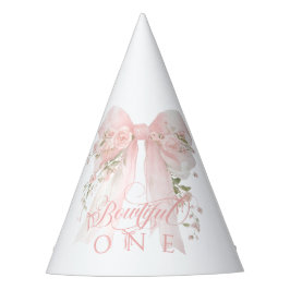 Bowtiiful One 1st Birthday Floral Bow Girls Partyhütchen