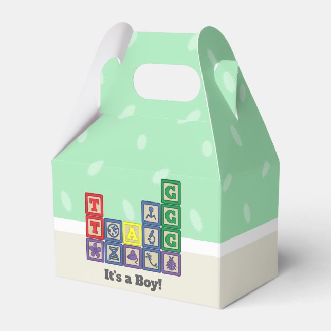 Box "Blocks Baby Shower Fevor" des zukünftigen Bio Geschenkschachtel (Vorderseite)