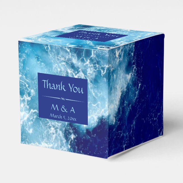 Box "Blue Ocean Water Gastgeschenk Hochzeit" Geschenkschachtel (Vorderseite)