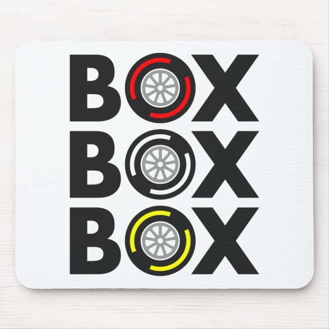 ‚Box Box‘ F1 Entwurf der Reifenkomponente Mousepad (Vorne)