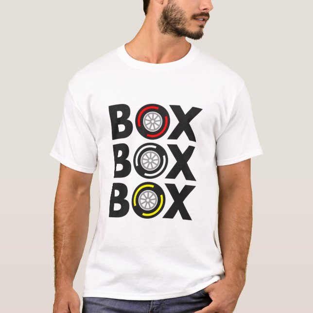 ‚Box Box‘ F1 Entwurf der Reifenkomponente T-Shirt (Vorderseite)