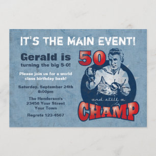 Box-Champ 50. Geburtstagsfeier-Einladung Einladung