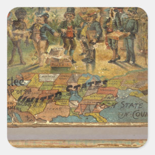 Box Dissected map, United Staaten Quadratischer Aufkleber