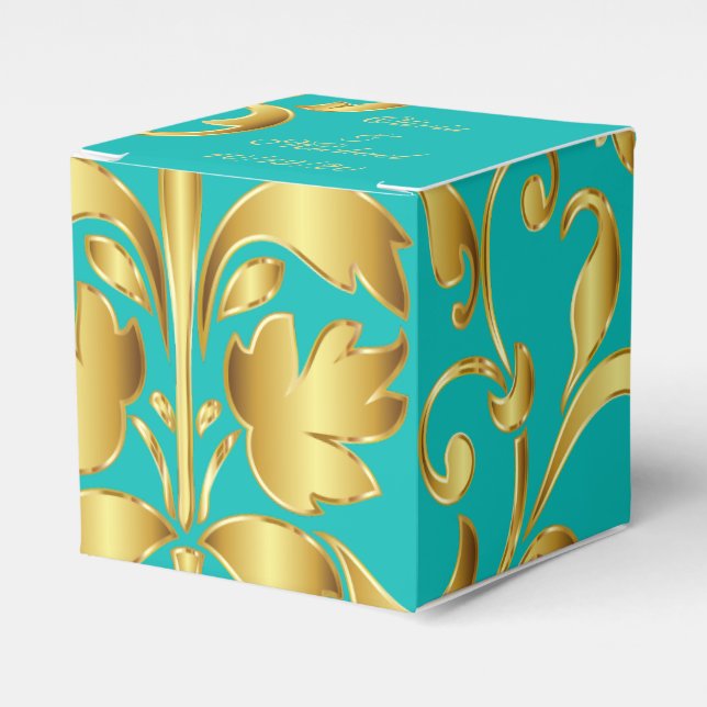 Box für aquamarine und Gold-Gastgeschenke Hochzeit Geschenkschachtel (Vorderseite)