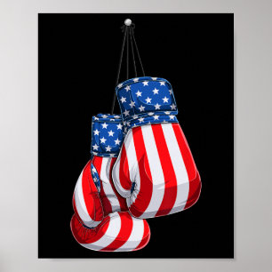 Box Gloves American Flag 4. Juli Boxing Poster