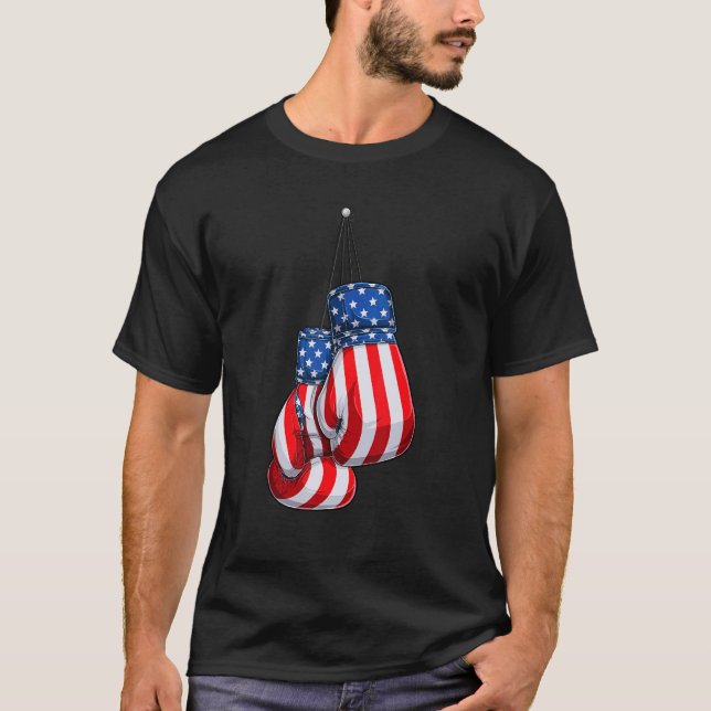 Box Gloves American Flag 4. Juli Boxing T-Shirt (Vorderseite)