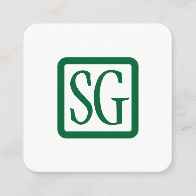 Box Initials Rounded - Square - Forest Green Quadratische Visitenkarte (Vorderseite)