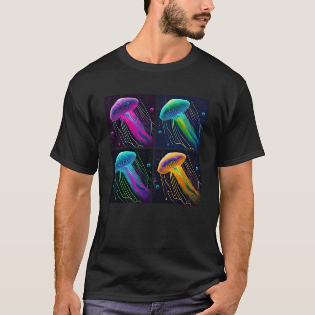 Box Jellyfish Pop Illustration Colorful Animal T-Shirt (Vorderseite)