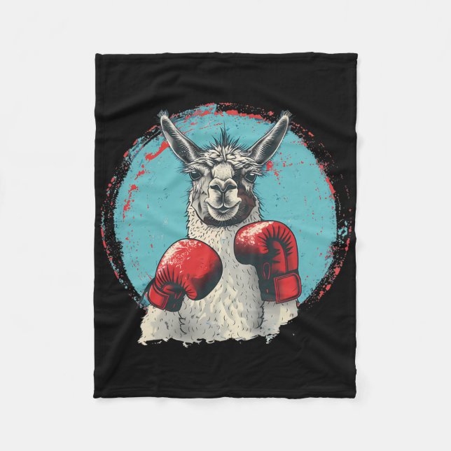 Box-Llama mit Boxhandschuhen Kickboxen Lustiges B Fleecedecke (Vorderseite)