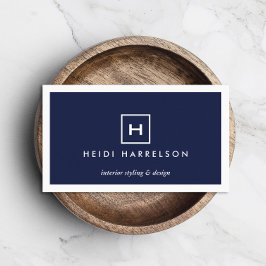BOX-LOGO mit IHREM ANFANG/MONOGRAMM AUF DUNKELBLAU Visitenkarte