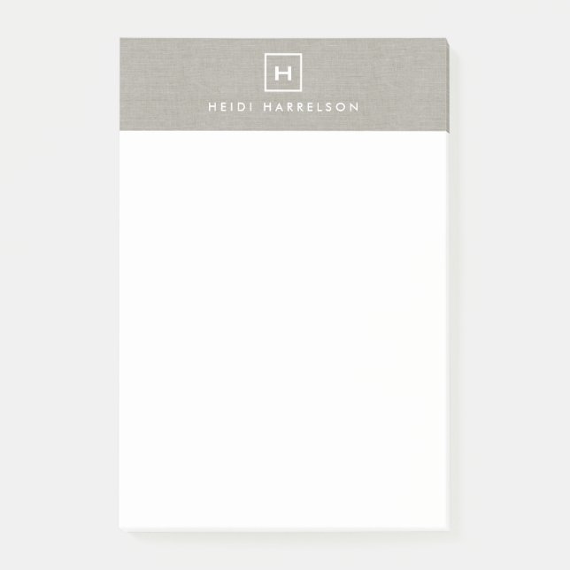 BOX-LOGO mit IHREM INITIAL/MONOGRAM auf KHAKI LINE Post-it Klebezettel (Vorderseite)