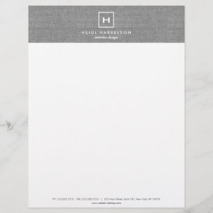 BOX-LOGO mit IHREM INITIAL/MONOGRAM auf LINEN GRAY Briefkopf