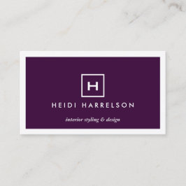 BOX-LOGO mit IHREM INITIAL/MONOGRAM AUF TIEFE LILA Visitenkarte