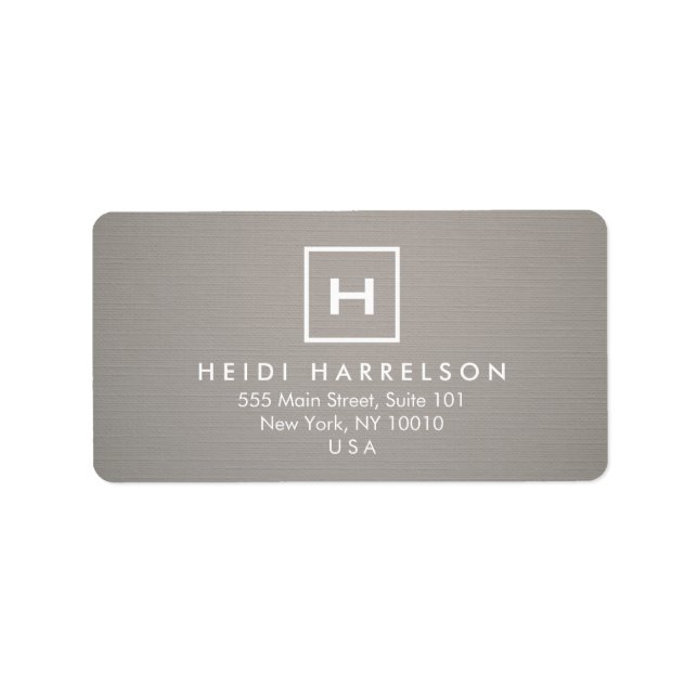 BOX-LOGO mit IHREM INITIAL/MONOGRAMM auf GRAY LINE Adressaufkleber (Vorne)