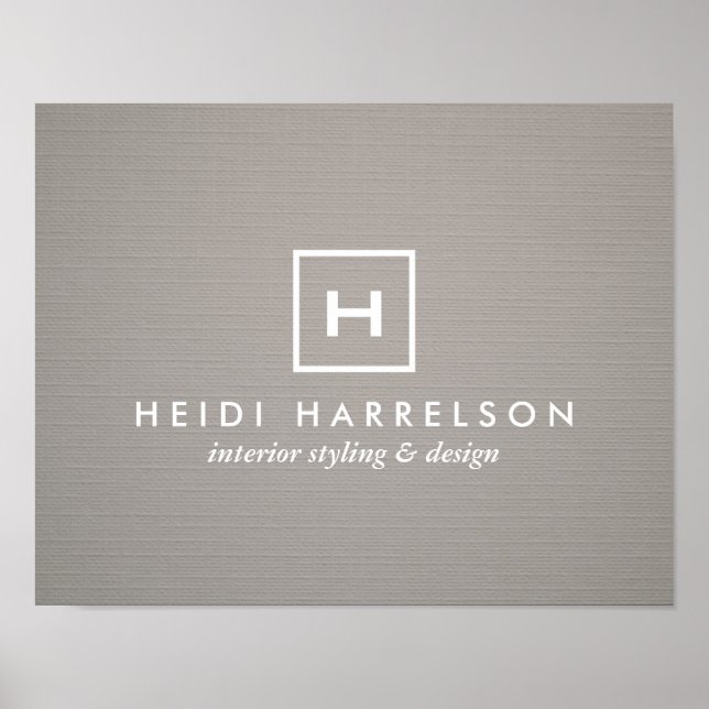 BOX-LOGO mit IHREM INITIAL/MONOGRAMM auf GRAY LINE Poster (Vorne)