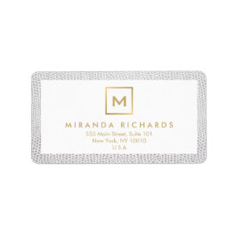 Box Logo Monogram mit Elegant Snakeskin Print Adressaufkleber
